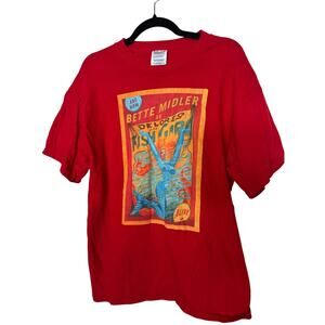 Vintage Bette Midler Graphic Tee Shirt Live Tour Delores the Fish Red Mens Large